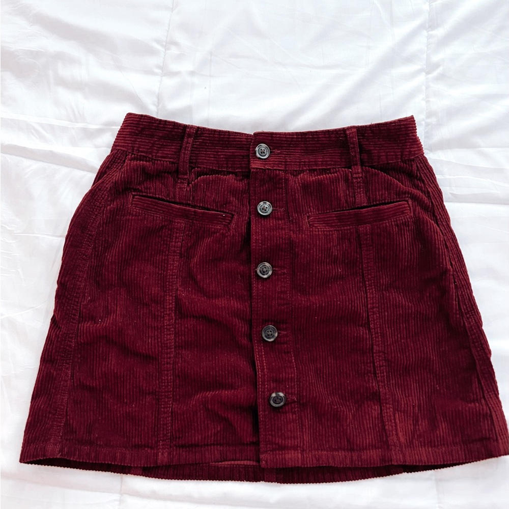 AEO Burgundy Cordorouy Skirt
